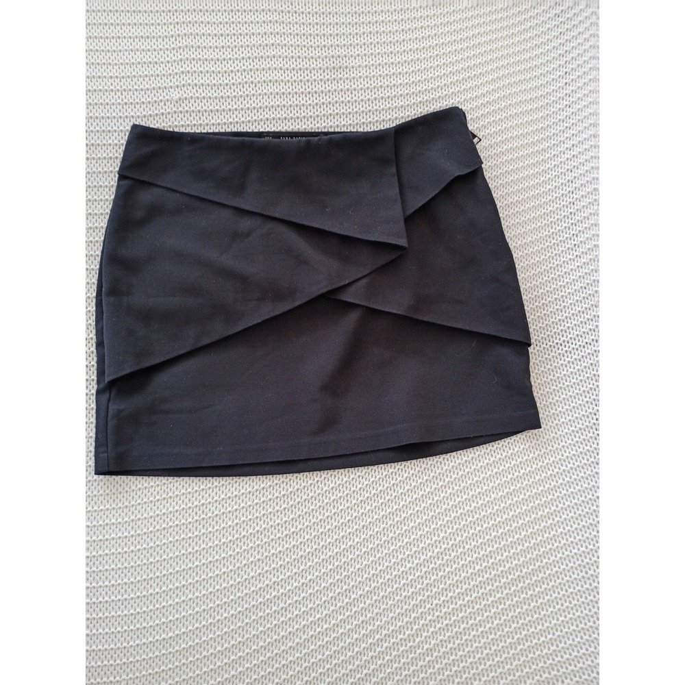 VTG Zara Basic Black Geometric Origami Mini Skirt Side Zip Waist 29 Fits S/M - Picture 7 of 10
